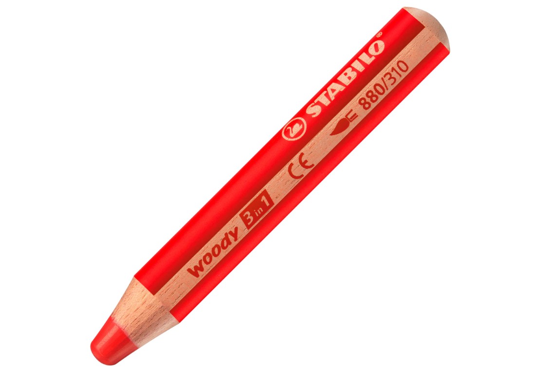 CRAYON DE COULEUR STABILO WOODY 3in1 - vermillon - (fonctionne sur tableau blanc)