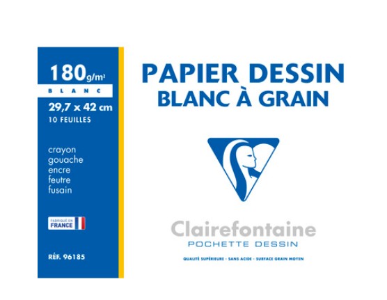 POCHETTE 10 FEUILLES DESSIN A GRAIN A3 29.7X42 180G