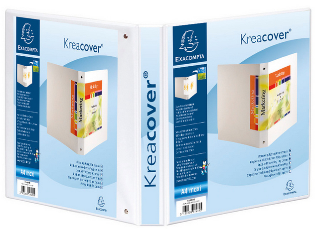 CLASSEUR PERSONNALISABLE 4 ANNEAUX D 30 MM 3 Pochettes Extérieures  BLANC