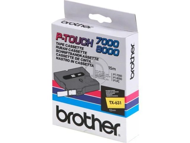 TX631 BROTHER PTOUCH 12mm - noir sur jaune