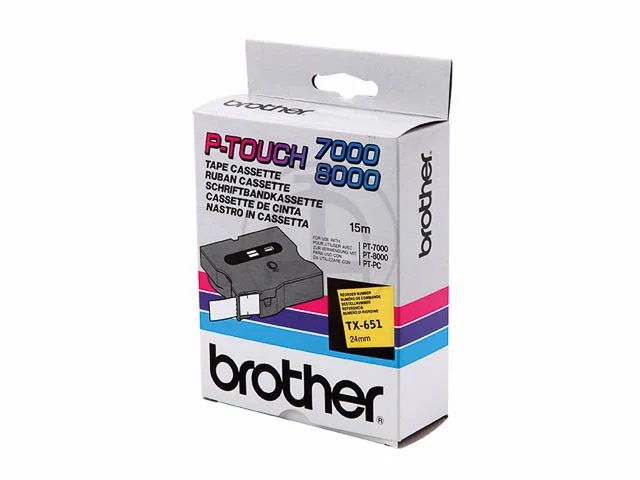 TX651 BROTHER PTOUCH 24mm- noir sur jaune