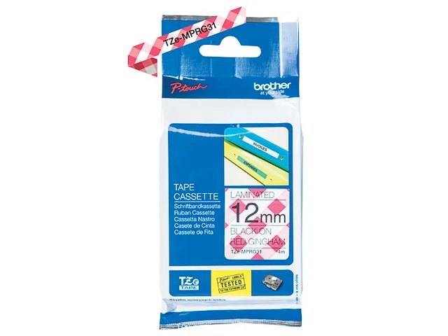 TZEMPRG31 BROTHER PTOUCH 12mm - rouge sur noir