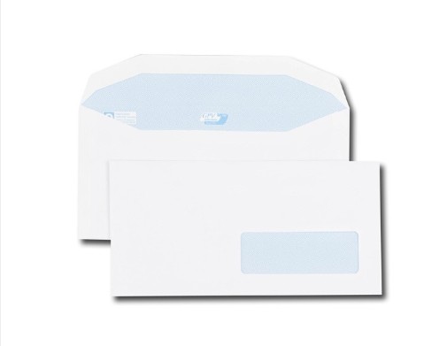 BOITE 1000 ENVELOPPES MECANISABLES PATTE TRAPEZE BLANCHES C6/C5 115x229 80G FENETRE 35x100 GOMMEES