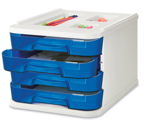 MODULE DE CLASSEMENT 4 TIROIRS GRIS/BLEU TRANSPARENT 1000-52