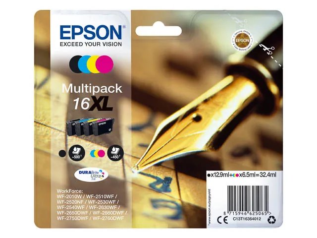 C13T16364012 - EPSON Cartouche Multipack Stylo ` plume 16XL Encre N,C,M,J XL 32,4ml - cartouche  (4) CMYK