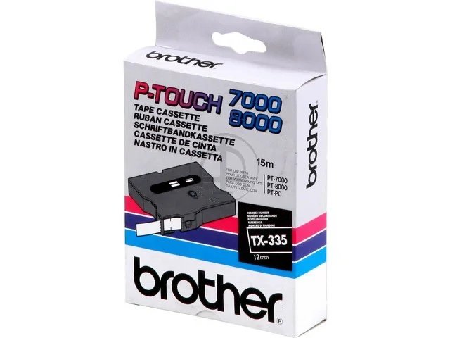 TX335 BROTHER PTOUCH 12mm   - noir sur Transparent