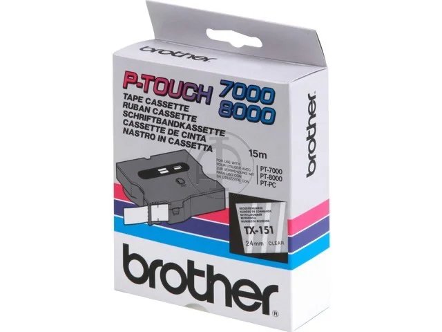 TX151 BROTHER PTOUCH 24mm - noir sur Transparent