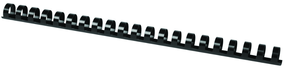 100 reliures spirale anneaux plastique 14 mm noir