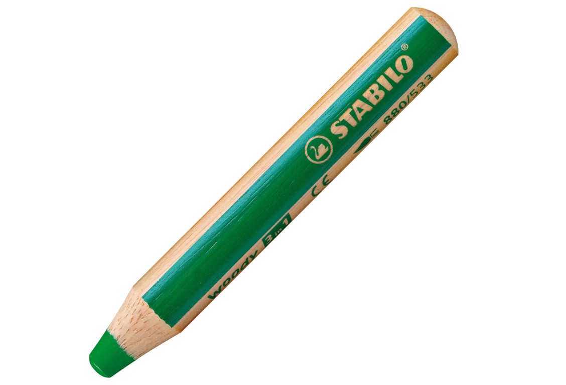 CRAYON DE COULEUR STABILO WOODY 3in1 - vert foncé - (fonctionne sur tableau blanc)