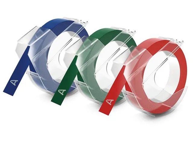  3D Ruban de marquage, noir/rouge/bleu, en blister de 3 pièces, 9mm x 3m