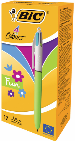 STYLO 4 COULEURS FUN - Boite de 12 (vous pouvez commander à l'unité)