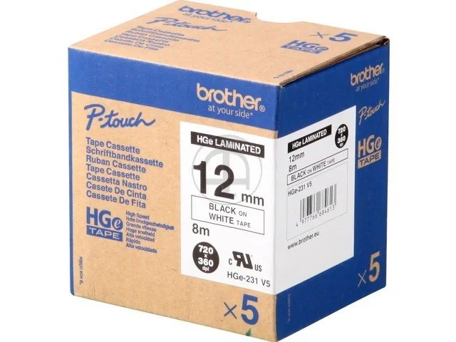 HGE231 BROTHER PTOUCH 12mm(5)  - blanc sur noir
