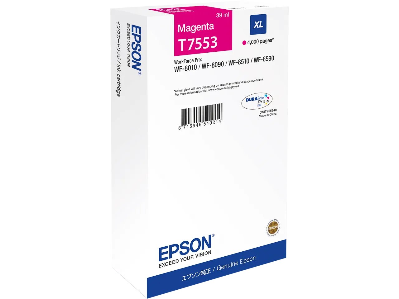 C13T755340 EPSON WF8010 - cartouche magenta Grande Capacité