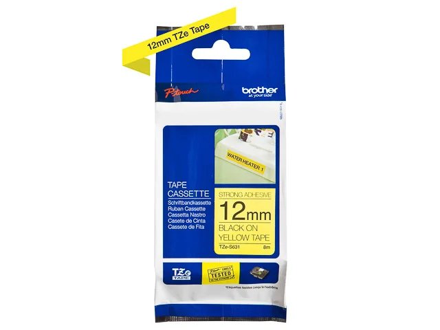 BROTHER Ruban TZES631 (8m) 36mm Laminé flexible Noir /Jaune