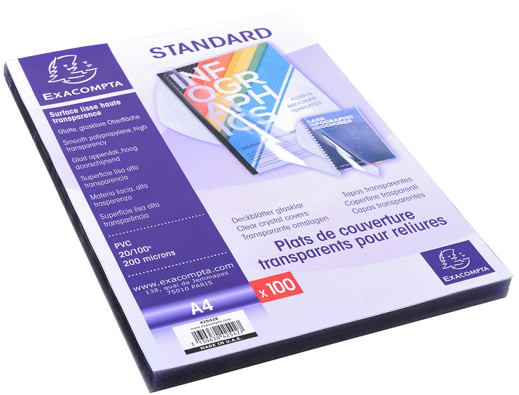 100 PLATS COUVERTURE PVC TRANSPARENT A4  20/100
