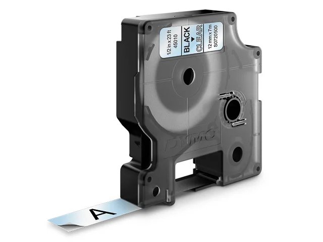 Dymo Ruban D1 S0720500 pour étiqueteuse - 12 mm x 7 m - Noir sur Transparent