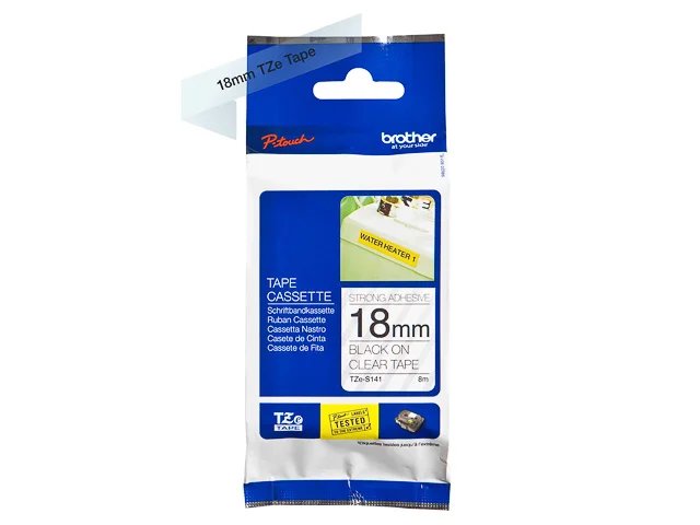 TZES141 BROTHER PTOUCH 18mm - noir sur Transparent