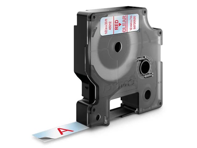 S0720520 DYMO D1 12mm - rouge sur Transparent