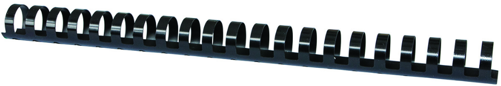50 reliures spirale anneaux plastique 22mm  noir