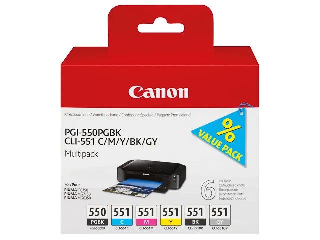 CANON 6496B005 - Pack 6 cartouches PGI550/CLI551 (1*15ml+ 5*7ml)