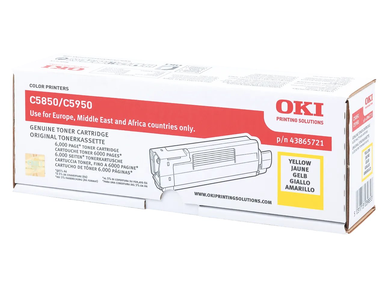 43865721 OKI C5850 Toner Jaune