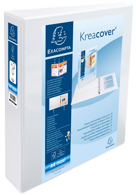 CLASSEUR PERSONNALISABLE 4 ANNEAUX D 40 MM 3 Pochettes Extérieures BLANC