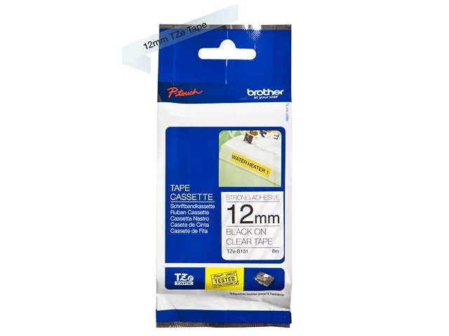 TZES131 BROTHER PTOUCH 12mm - noir sur Transparent