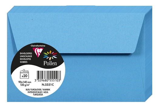 PAQUET 20 ENV.90X140 BLEU TURQUOISE