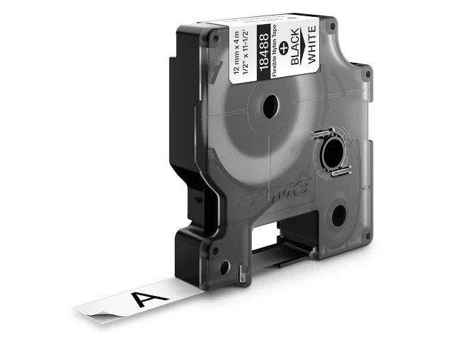 S0718100 DYMO ID1 12mm  - blanc sur noir