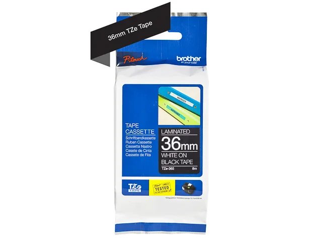 TZE365 BROTHER PTOUCH 36mm  - blanc sur noir