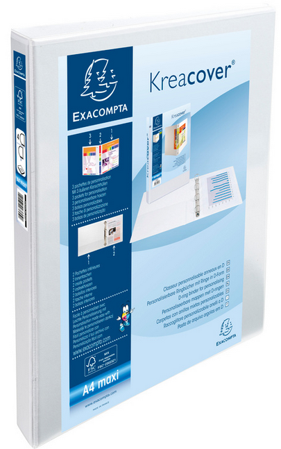 CLASSEUR PERSONNALISABLE 4 ANNEAUX D 20 MM 3 Pochettes Extérieures BLANC