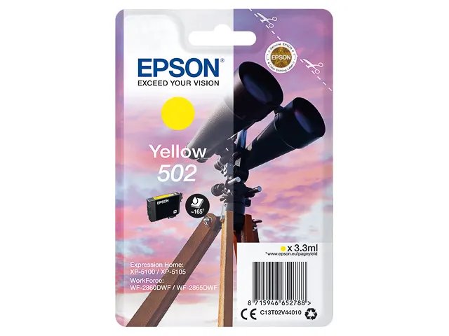T02V4 - EPSON 502 - cartouche Jaune JUMELLES - Standard