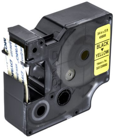 RUBAN DYMO POCKET/4500 19MM NOIR/JAUNE