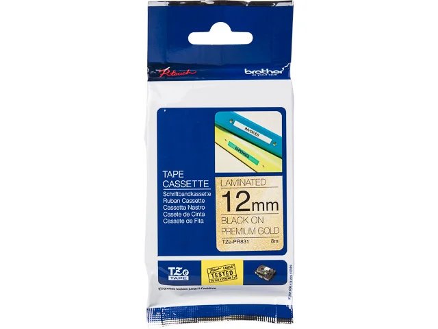 TZEPR831 BROTHER PT 12mm  - doré sur noir