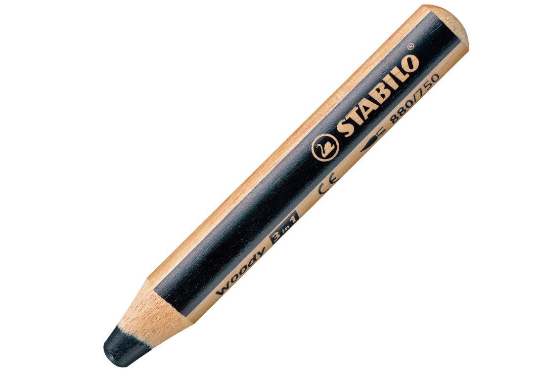 CRAYON DE COULEUR STABILO WOODY 3in1 - noir - (fonctionne sur tableau blanc)