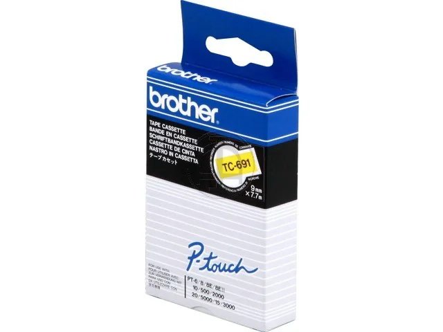TC691 BROTHER PTOUCH 9mm - noir sur jaune