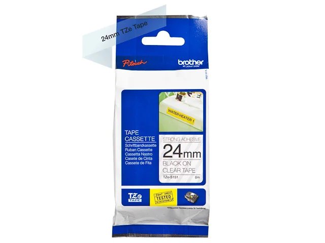 TZES151 BROTHER PTOUCH 24mm - noir sur Transparent