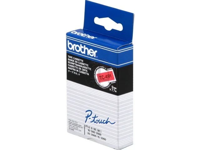 TC491 BROTHER PTOUCH 9mm - noir sur rouge