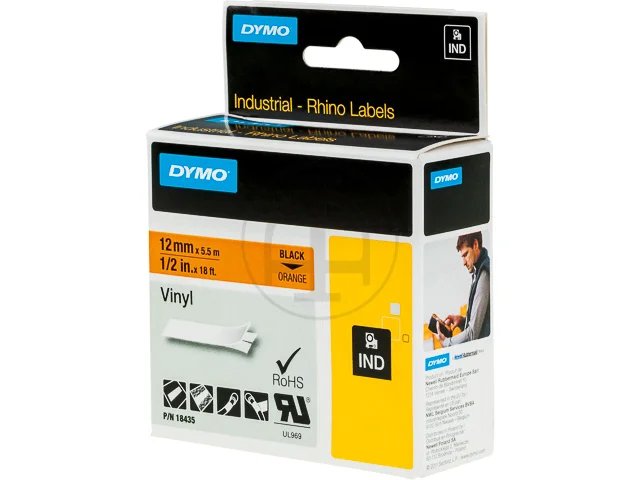 S0718490 DYMO ID1 12mm Noir-ORANGE
