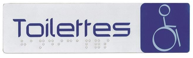 PLAQUE DE SIGNALISATION 170X45 MM TOILETTES HANDICAPES