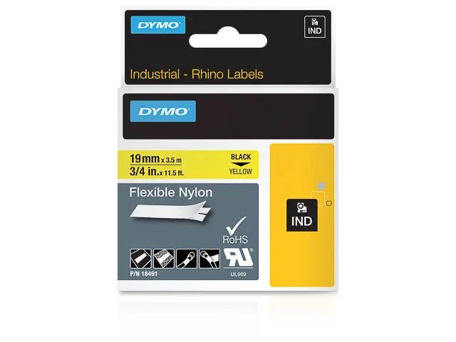 S0718090 DYMO ID1 19mm Noir-Jaune