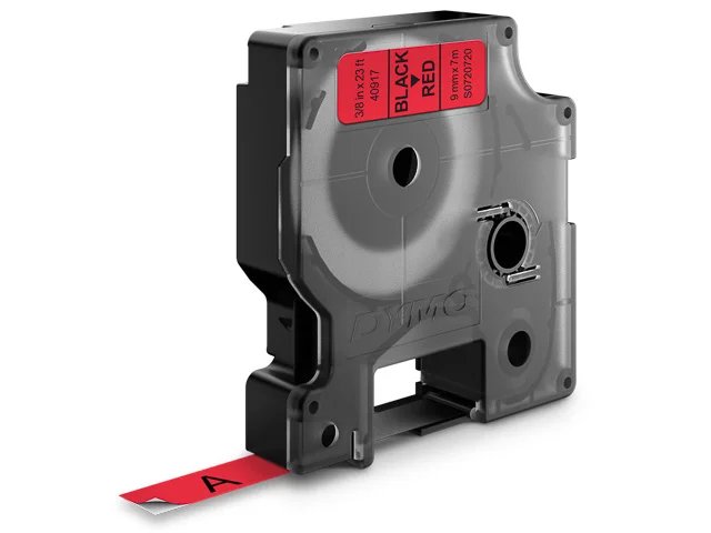Dymo Ruban D1 S0720720 pour étiqueteuse - 9 mm x 7 m - Noir sur Rouge