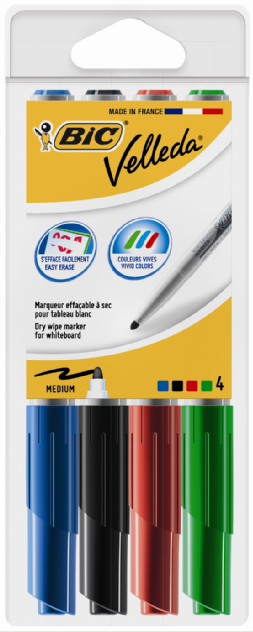 POCHETTES 4 MARQUEURS TABLEAU BLANC VELLEDA OGIVE ASS 1741