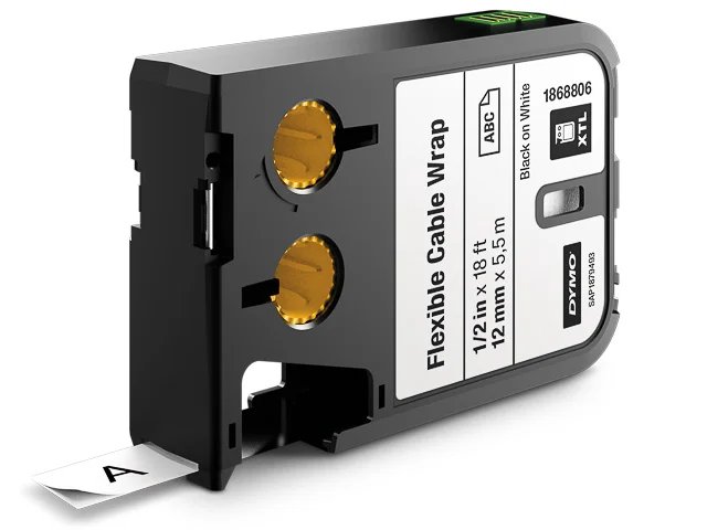 1868806 DYMO XTL 12mm  - blanc sur noir