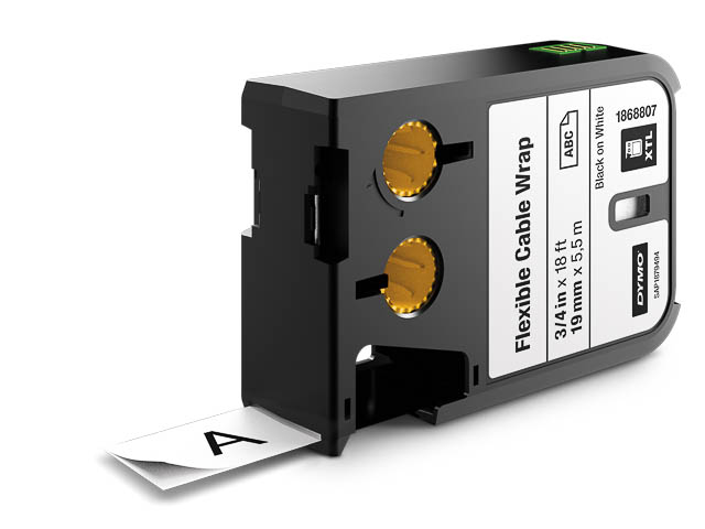 1868807 DYMO XTL 19mm  - blanc sur noir