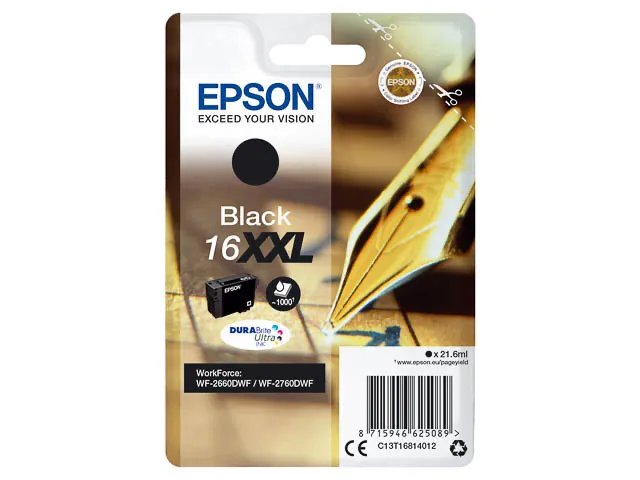 C13T16814012 - EPSON Cartouche Stylo à plume 16XXL Encre Durabrite Noir 21,6ml - cartouche noire Grande Capacité