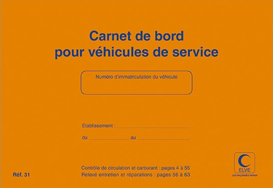 CARNET DE BORD VEHICULES DE SERVICE 150X215