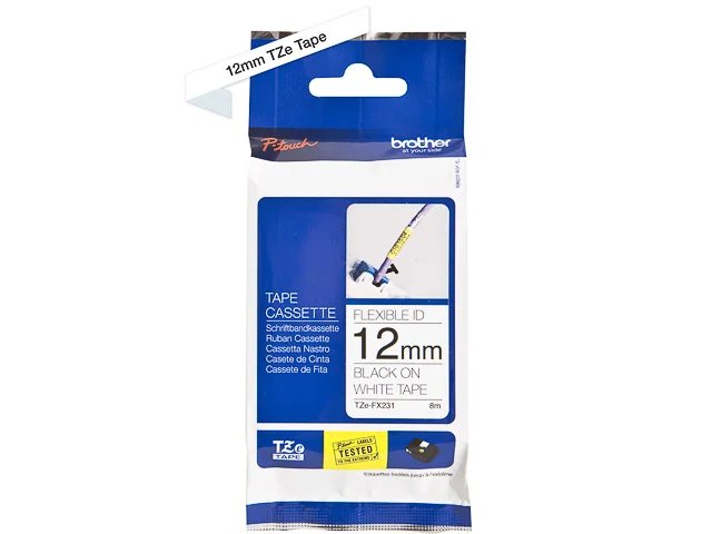 TZEFX231 BROTHER PTOUCH 12mm- noir sur blanc