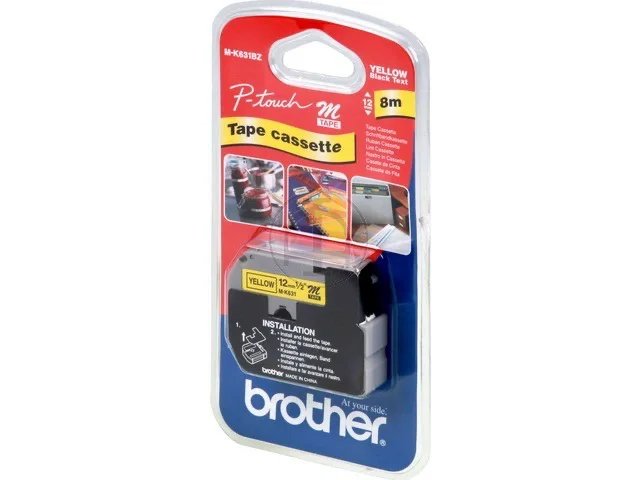 MK631BZ BROTHER PTOUCH 12mm- noir sur jaune