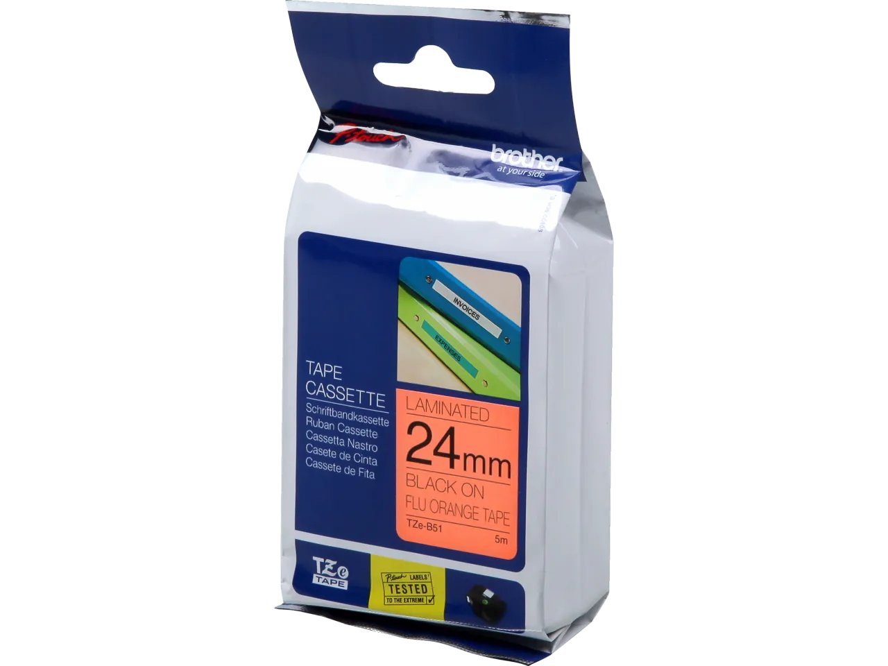 TZEB51 BROTHER PTOUCH 24mm - noir sur orange